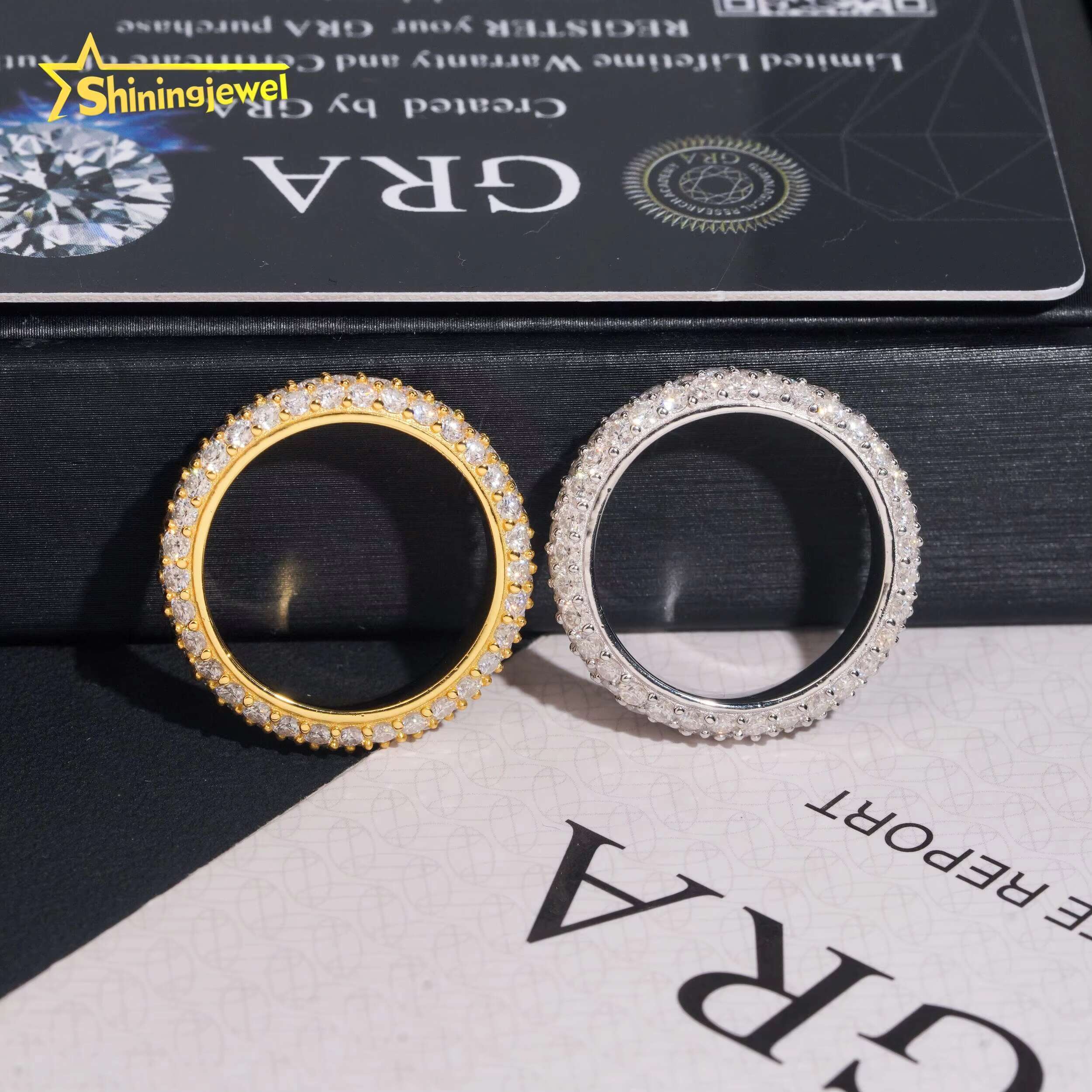 Luxury Silver Jewelry Moissanite Eternity Band Diamond Engagement Ring Wedding Rings 925 Sterling Sliver Jewelry