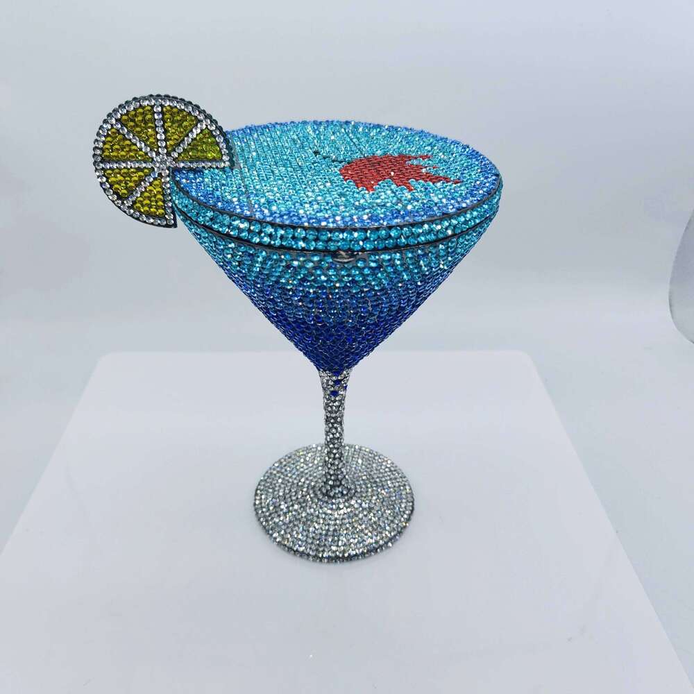 Hot Selling High Quality Goblet Shape Martini Tail Crystal Studded Dinner Clutch Rhinestone Women Evening Bag Designer Bags