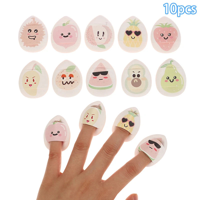 10PCS Mini Fruit Pattern Finger Sponge Puff Small Air Cushion Powder Face Foundation Concealer BB Cream Cosmetics Applicator 250625