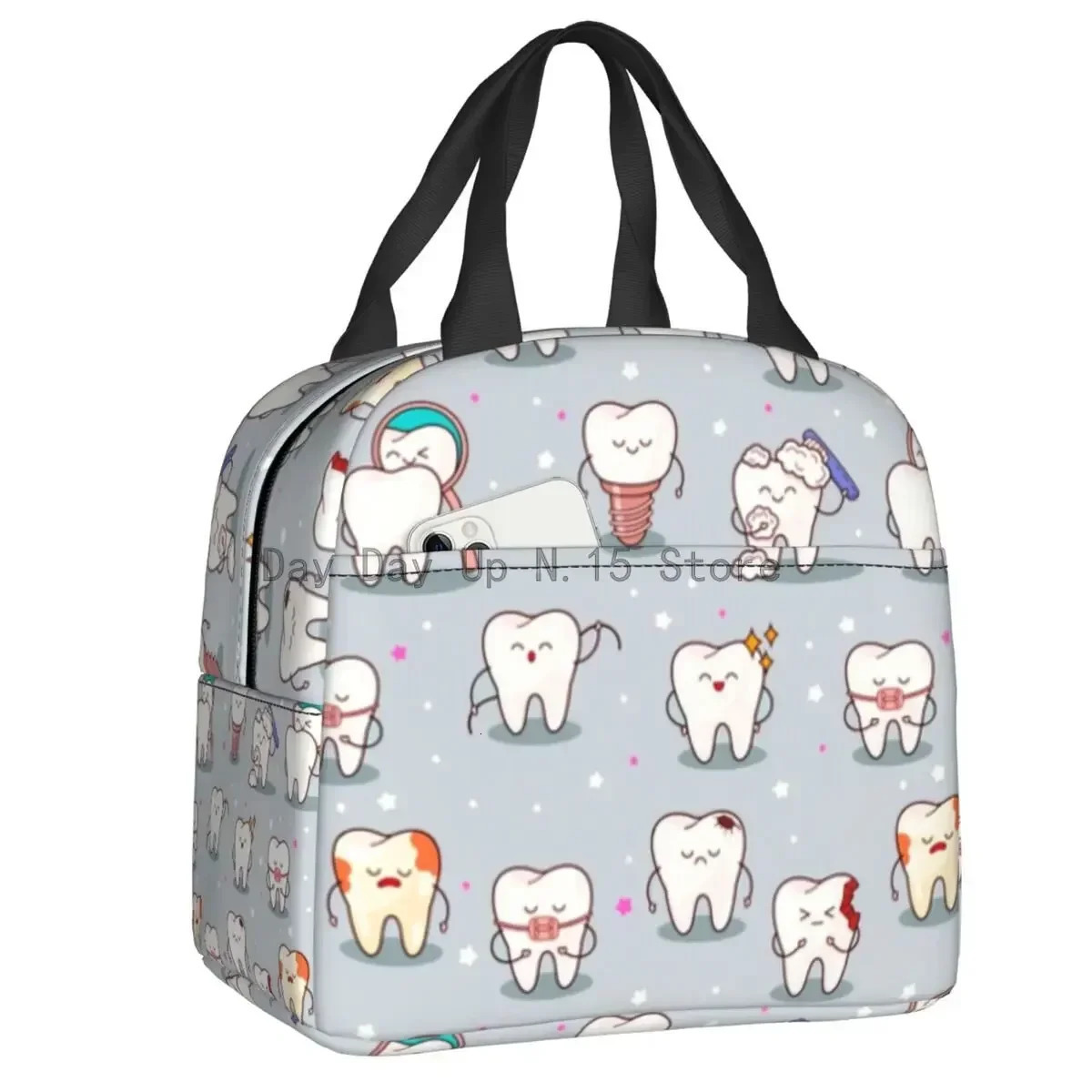 Cute Teeth Baby Lunch Bag for Women Men Thermal Cooler Insulated Dentist Lunch Box for Children School 250624
