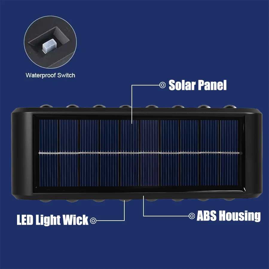14/16LED Solar Wall Light Outdoor Waterproof Garden Light Up and Down Lighting for Courtyard Railing Decoration Atmosphere LightXJ250624