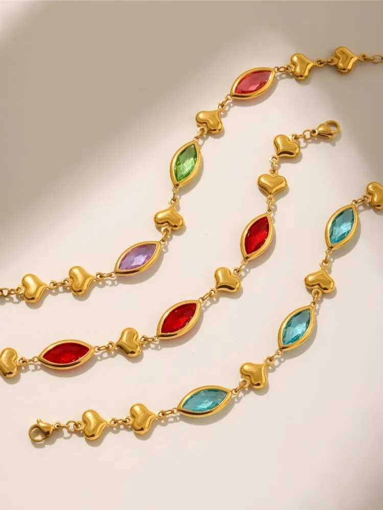 Stainless Steel Chain Bracelet With Multi-Shiny Fusiformis Faceted Czech Crystal For Womens Luxury Bracelets X250625