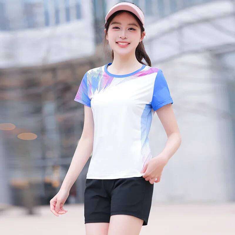 Ice Silk Quick Dry Fiess Casual Women's Short Sleeve Sports Summer New Loose plus Size Two Piece Set Shorts Pants