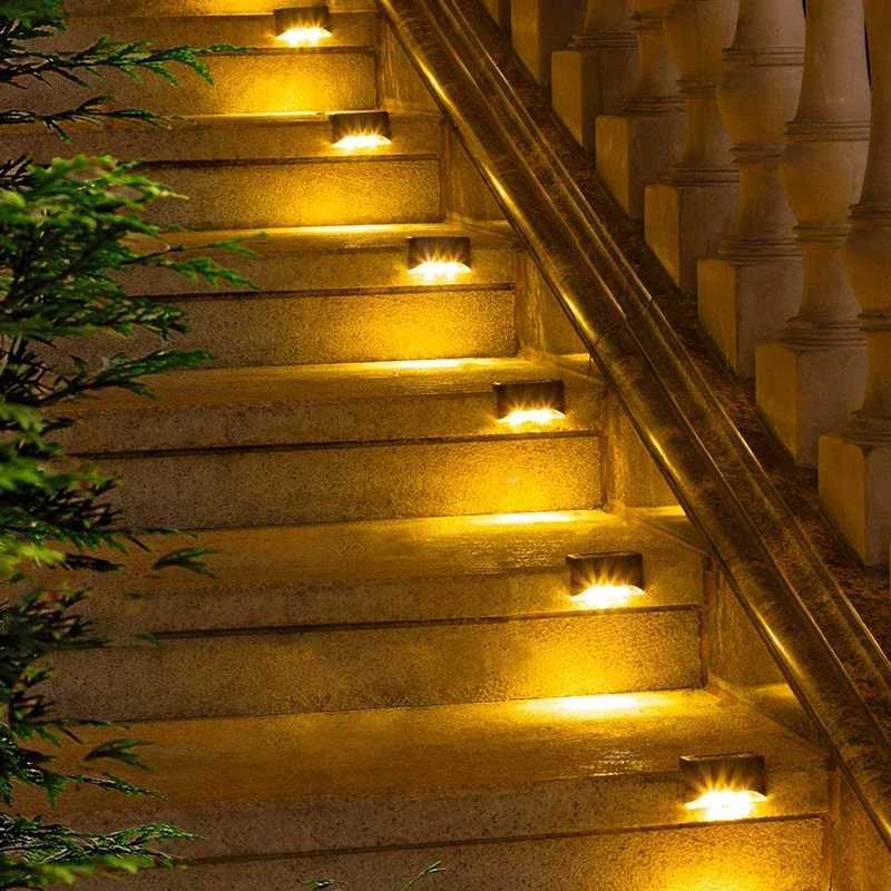 Garden Lights Outdoor Solar LED Light 4Pcs Solar Deck Light Family Light for Deck Step Railing Wall Patio Stair Yard Decoration XJ250624