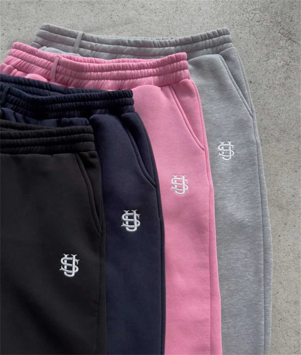 Casual Embroidery Slim Straight Pants Y2k Street Solid Color Sport Pants 2025 Fashion Harajuku Women Couple Tracksuit Leg Pants X250625