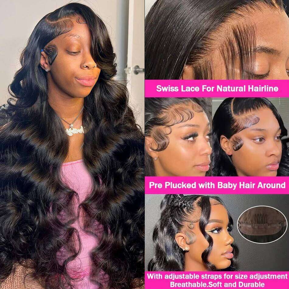 Cutebla 30 40 42 Inch Human Hair Brazilian Body Wave 13x6 HD Front Wigs 13x4 Lace Frontal Wig For Women