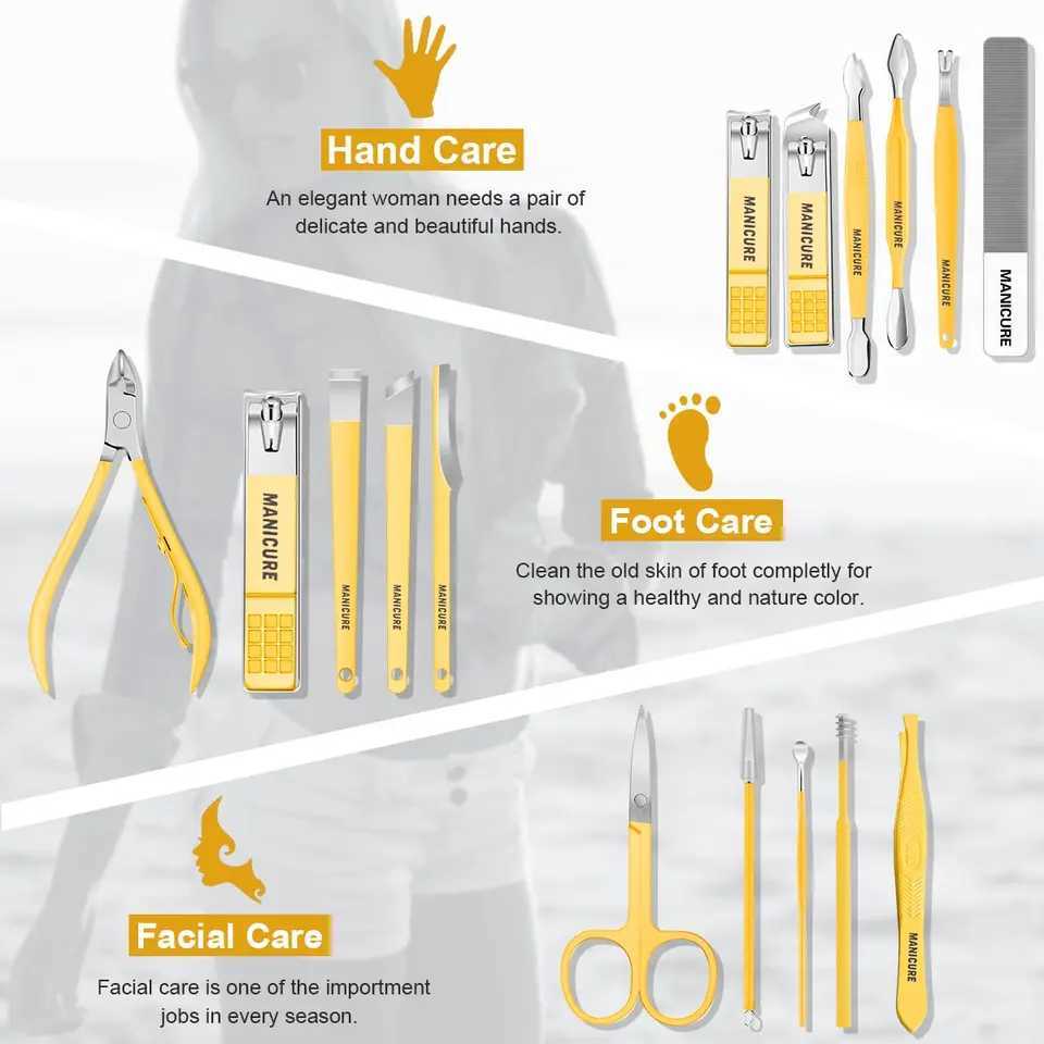 Manicure Set Professional Nail Clippers Pedicure Kit 16 PCs Stainless Steel Nail Care Tools Grooming Kit with Luxurious Travel R250625