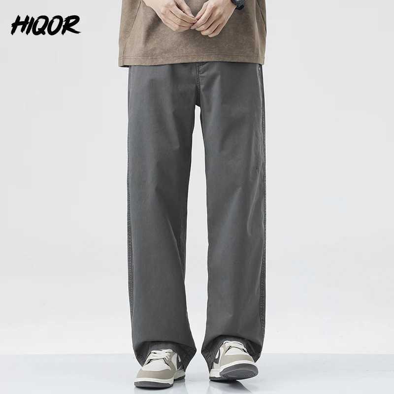 HIQOR American Casual Straight Pants Spring Mens Pants Summer Y2k Cargo Pants Baggy Man Armygreen Harajuku Jogging Trousers Man X250625