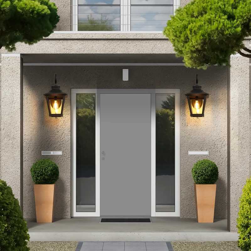 21(H) 1-pack Outdoor Wall Lantern Vintage Metal Clear Glass Sconce Scroll Design Porch Garden Lighting (bulb Not Included)XJ250624