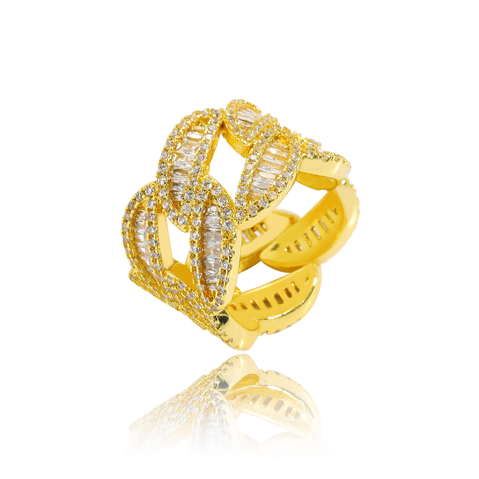 Hip Hop Couple Rings Diamond Studded Round Moissanite Cuban Ring Fashion Streetwear Niche Accessory Passes the Diamond Tester