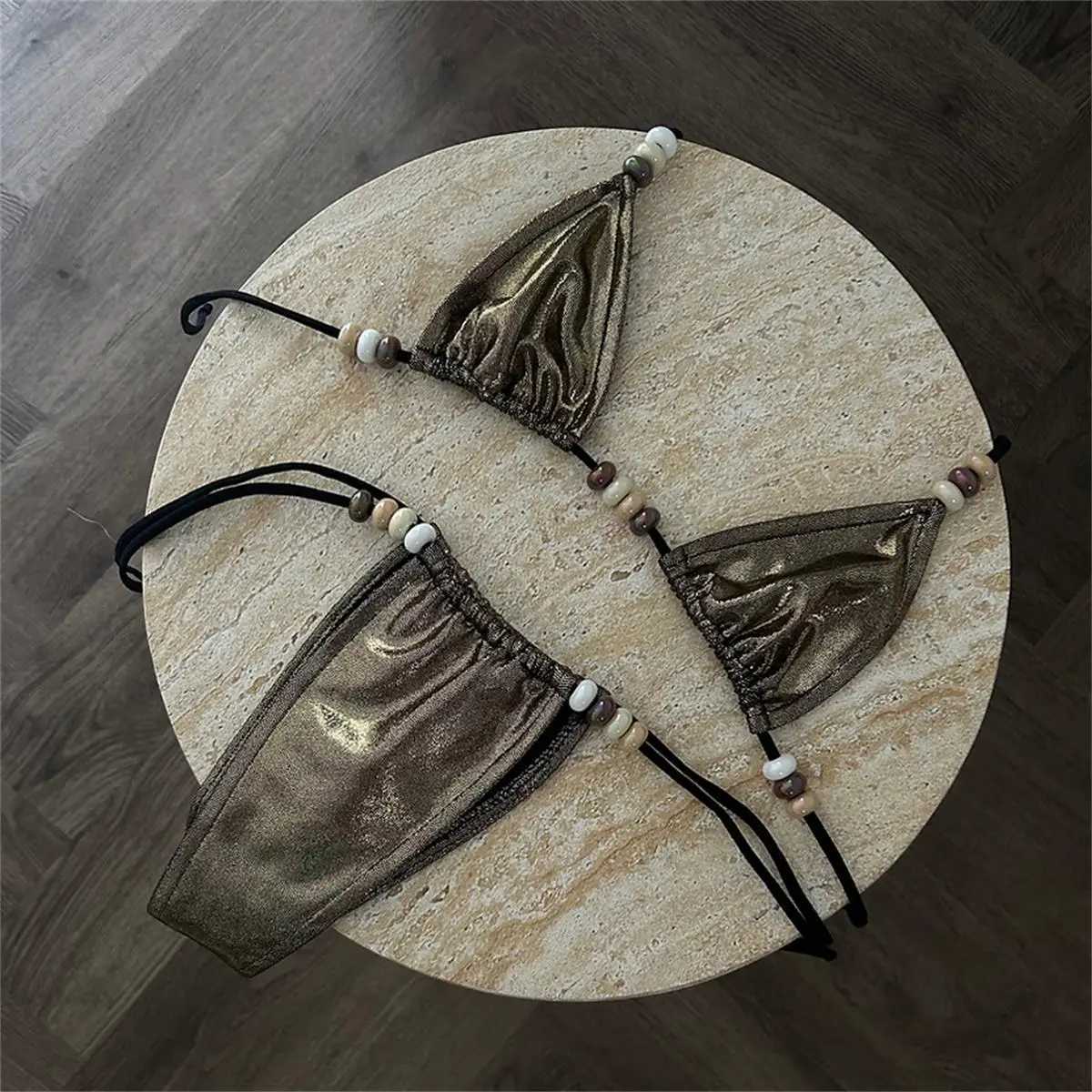 New Shiny Bikini Women Sexy Swimsuit Push Up Swimwear 2025 Bandeau Biquini Female Mirco Bathingsuit Bodysuit Beachwear Outfits XJ250624