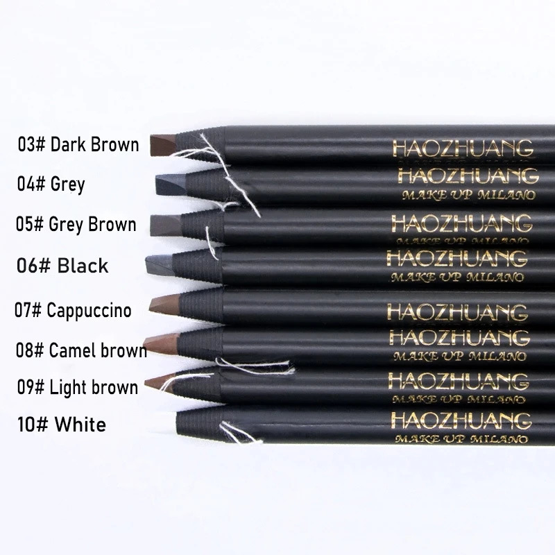HAOZHUANG 8 Colors Pull Line Eyebrow Pencils with Soft Brush Waterproof Long Lasting Permanent Makeup Tattoo Accessories 250625