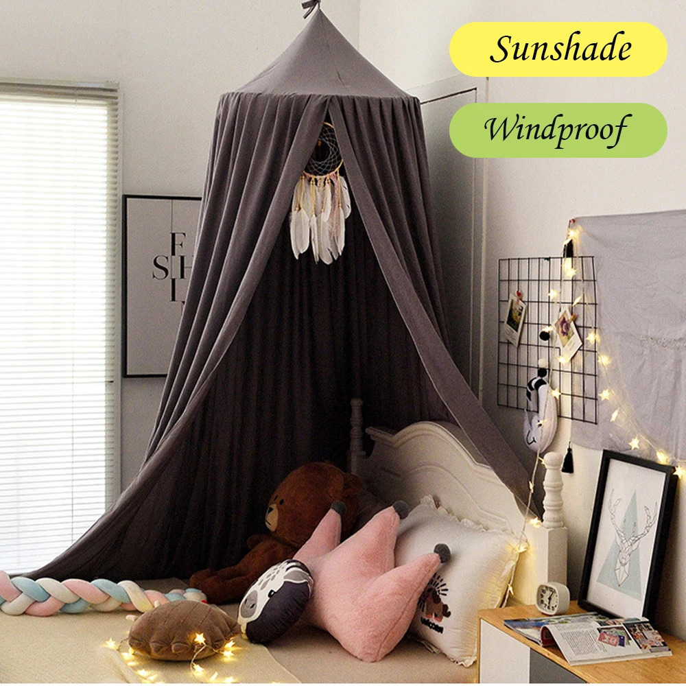 Battilo Kids Bed Mosquito Net Bed Canopy for Boys Girls Room Bed Curtain for Child Crib Children Tent Hanging Round Play Tent 250624