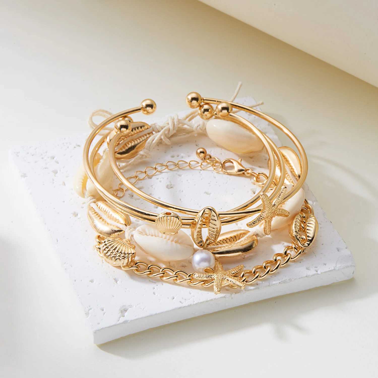 New Fashion Luxury Mens Bracelet Starfish Shell Pendant Bracelet Set 2025 Trends Summer Beach Vacation Accessories X250625