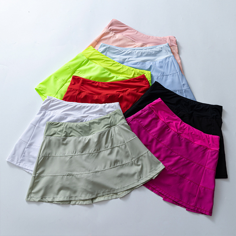 Sports Quick-Dry Pleated Tennis Skirt Anti-Exposure with Inner Lining Running Fitness High Waist