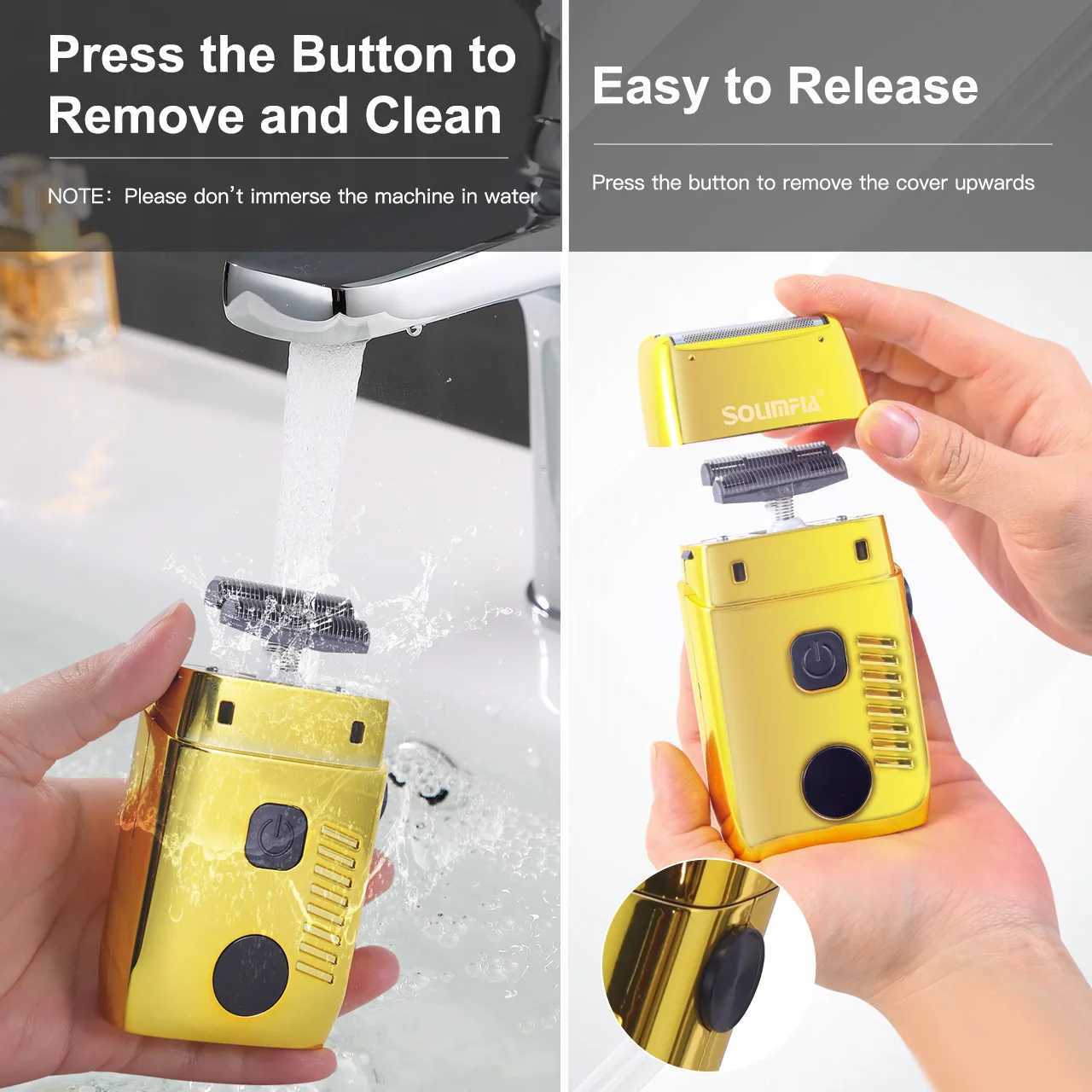 Solimpia Hair Shaver Double Blades Shaver Electric Shaver Razor Mens Close Bald Head Barber Trimmer Rechargeable for Quick Shave W250625