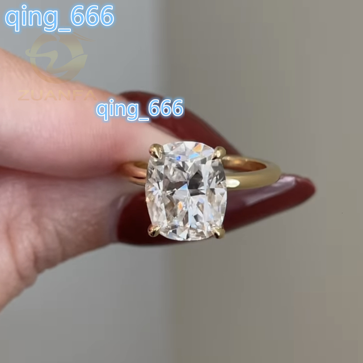 Fashion Women Jewelry Real Gold 10k D Moissanite Diamond Ring 3ct Long Cushion Cut Gold Engagement Rings Moissanite Promise Ring