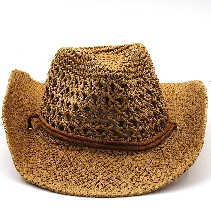 Ethnic style hollow out sun shading big eave cowboy hat spring and summer beach hat outdoor sun protection sun hat grass hat 250624