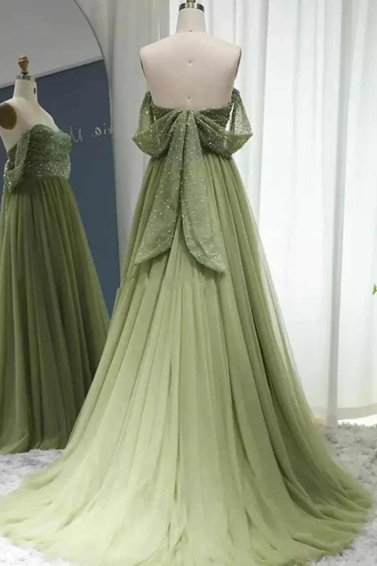 Green Gorgeous Delicate See Through Pearls Evening Dress Sexy Cut Out Cocktail Gown Women Prom Party Shimmering Customized Prom Wear vestido de novia