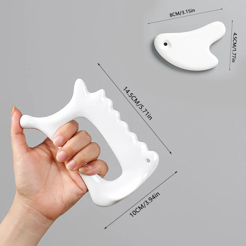 White Ceramic Scraping Board Facial Guasha Handheld Full Body Universal Type Acupoint Massager Lymphatic Drainage Massager 250625