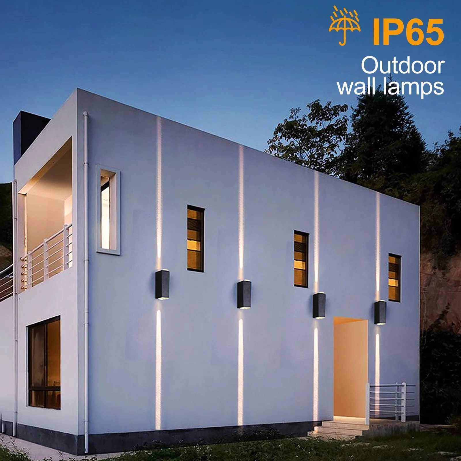 Outdoor Wall Lights LED Up Down Exterior Lighting IP65 Waterproof Outdoor Light Aluminum Modern Patio Wall Light Fixture Black XJ250624