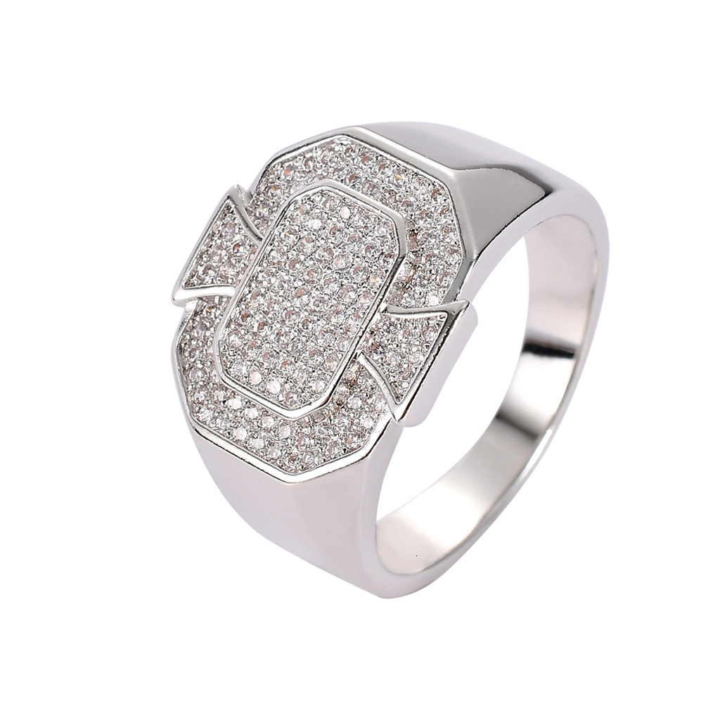 New Hip Hop Engagement Ring Luxury Moissanite Geometric Diamond Studded Fashion Ring Passes the diamond tester