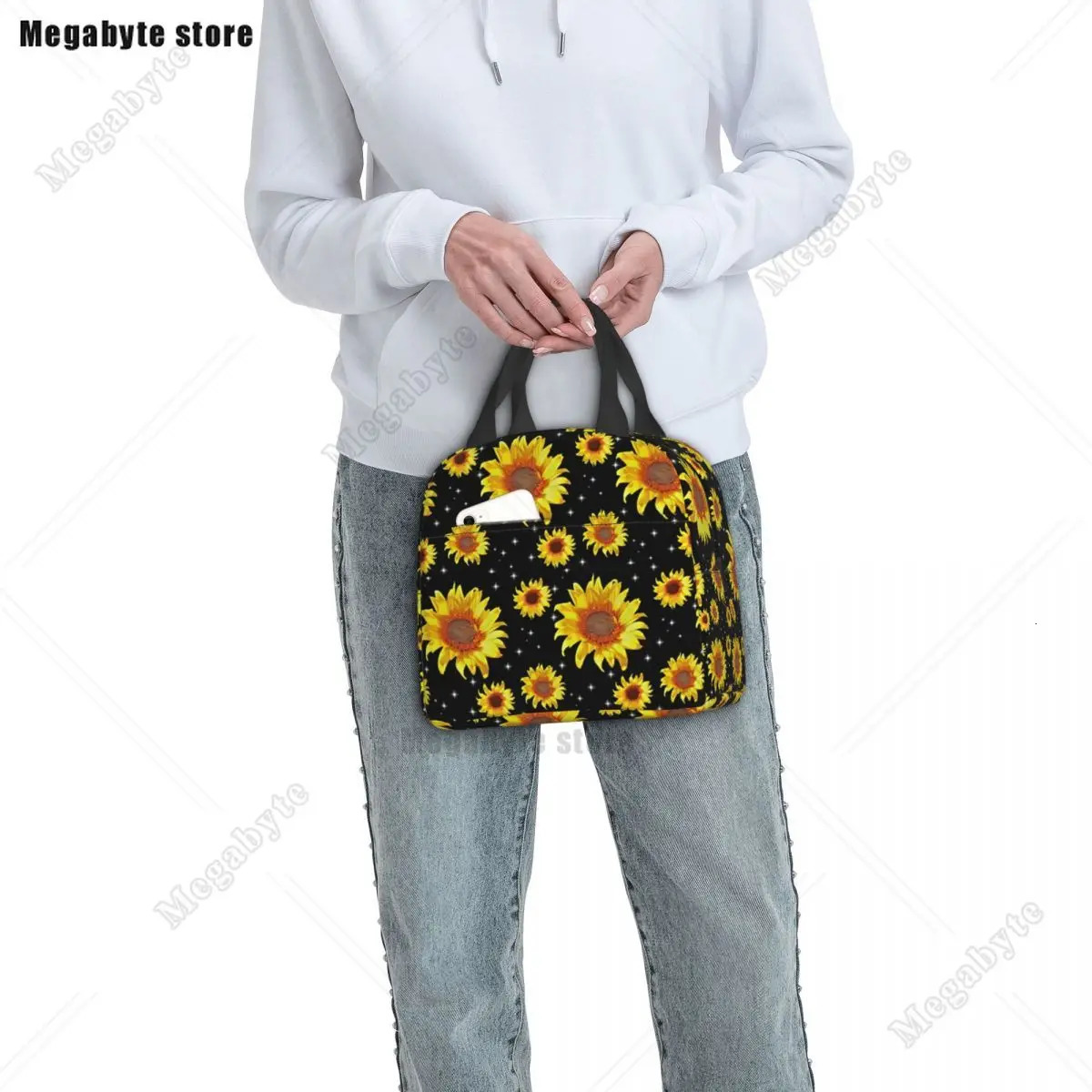 Sunflower With The Light Of Stars Insulated Lunch Tote Bag for Women Floral Cooler Thermal Food Lunch Box Kids School Children 250624