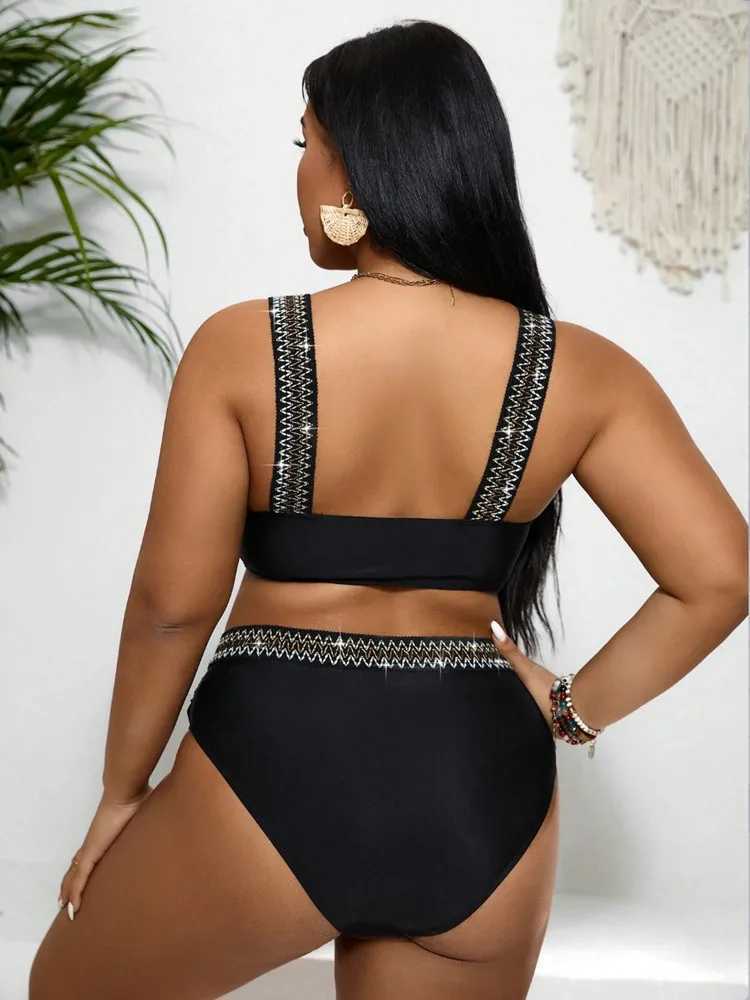 Plus Size Swimwear Women 2024 Bikini Set Two-Piece Woman Swimsuit Push Up Big Size Swimming Suit Beach Wear Bath Suits Monokini XJ250624