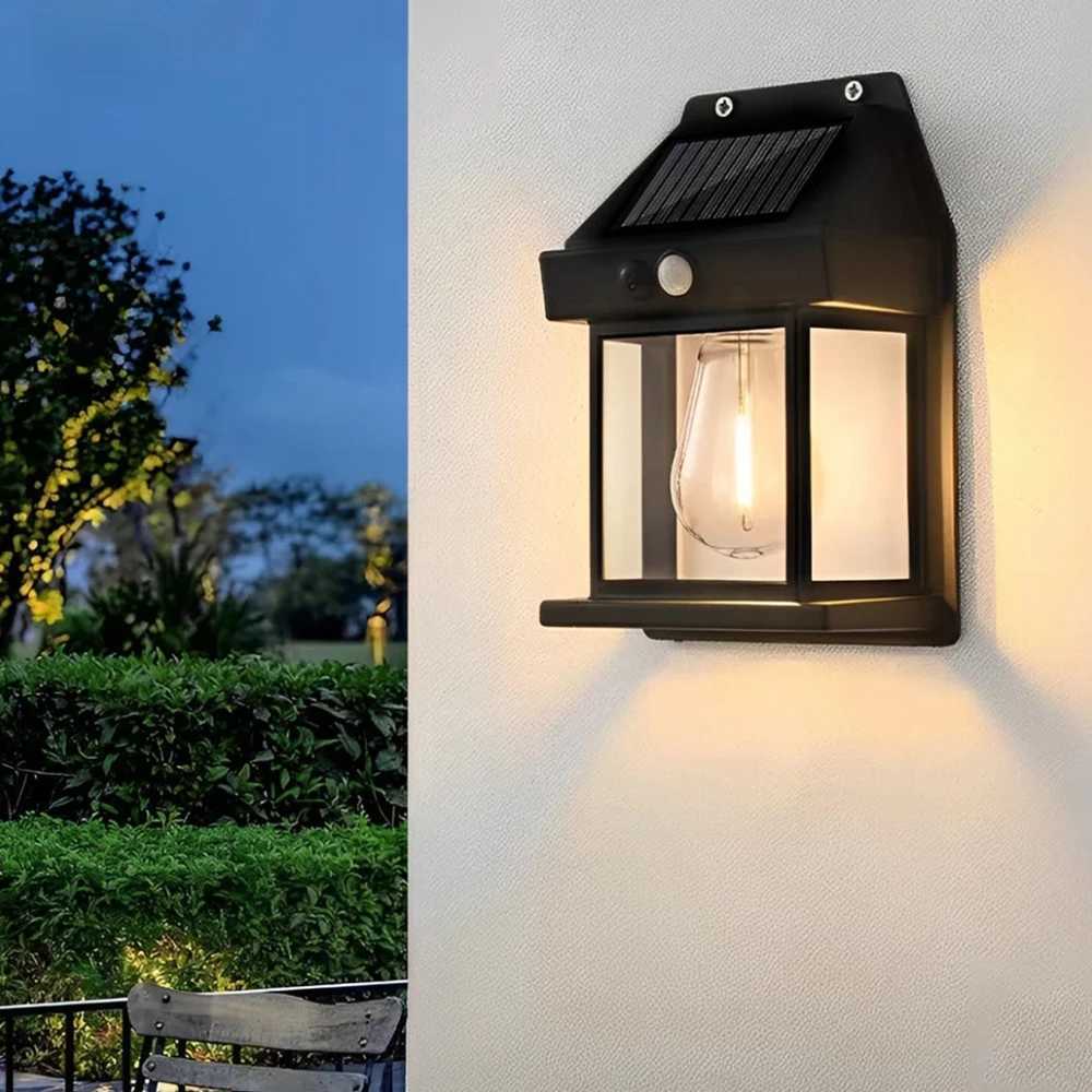 LED Solar Wall Light Outdoor Wireless Dusk to Dawn Porch Light Unit Solar Wall Light with 3 Modes and Motion Sensor Entrance XJ250624