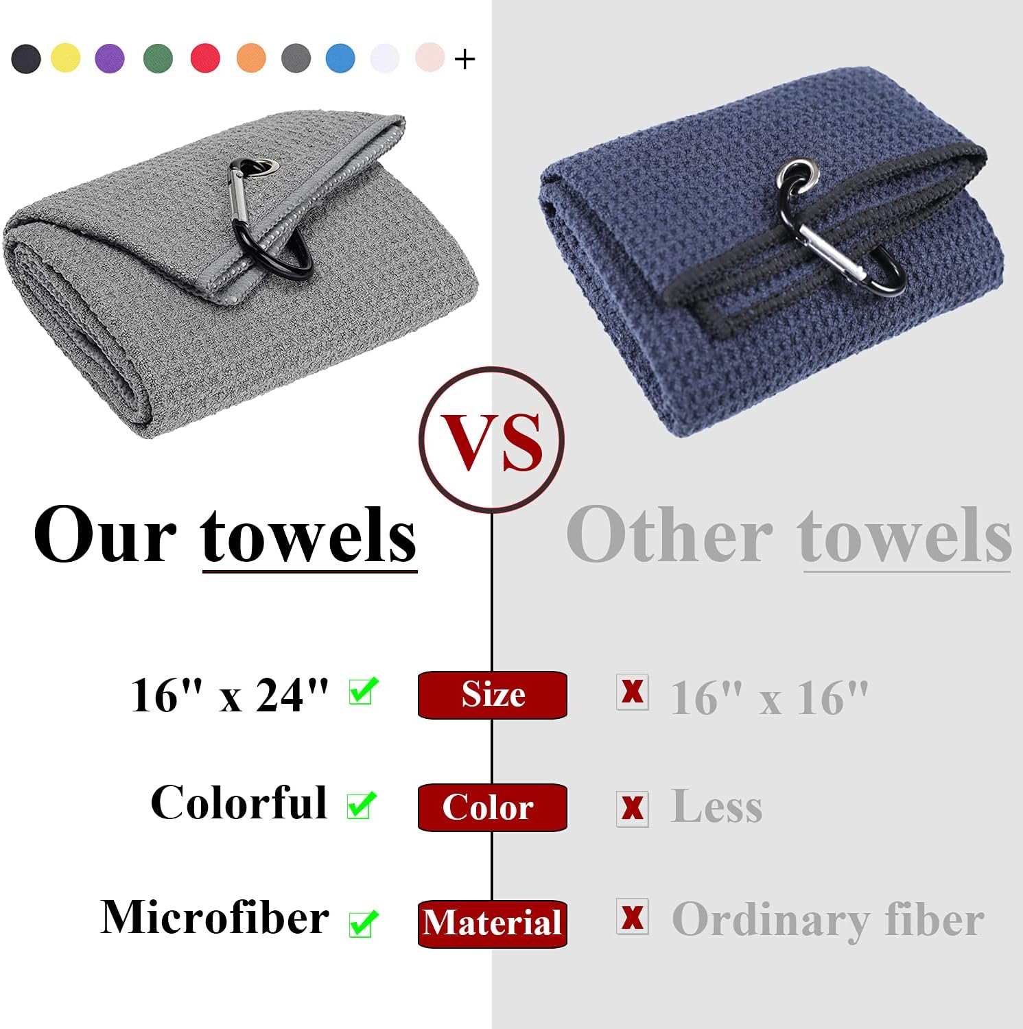 Wholesale Jacquard Embroidered Microfiber Waffle Weave Golf Towel Custom Logo Printed Manufactured in China