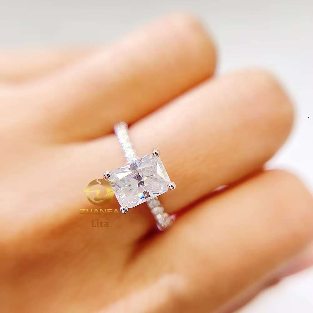 Pass Diamond Tester Top Quality GRA 2ct Radiant Cut 14k Gold Vvs1 Moissanite Diamond Engagement Ring