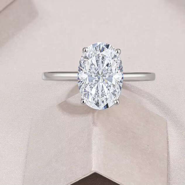 S925 Silver High Luxury 8*12mm Oval Egg-shaped D Color VVS1 Moissanite Female Ring Exquisite Sense High-end Ins Style