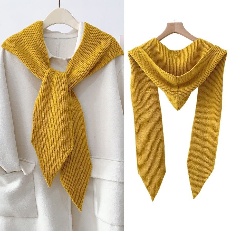 K1129 Autumn and winter wool knitted shawl scarf hat integrated warm college style soft cold-proof artifact decoration versatile Korean version