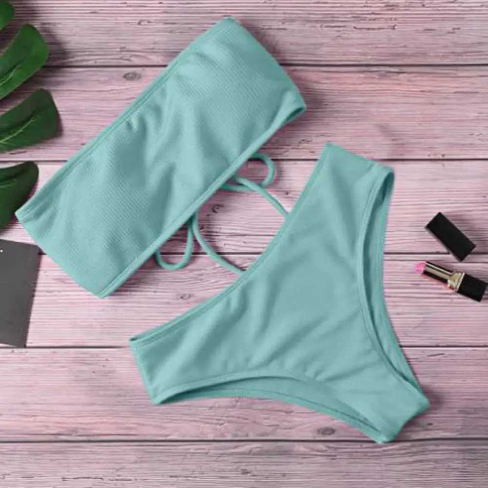 Bathing Suit Two-piece Set Summer Swimwear Bra Briefs Bikini Set with Chest Pad Wire-Free Women Beach Suit Women Clothes XJ250624