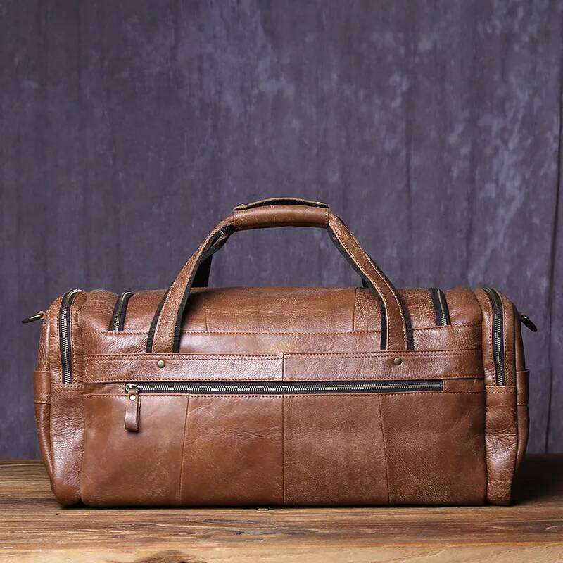 New Retro Large Capacity Men's Frosted Leather Travel Made Of Old Top Layer Cowhide Portable Short Distance Lage Bag