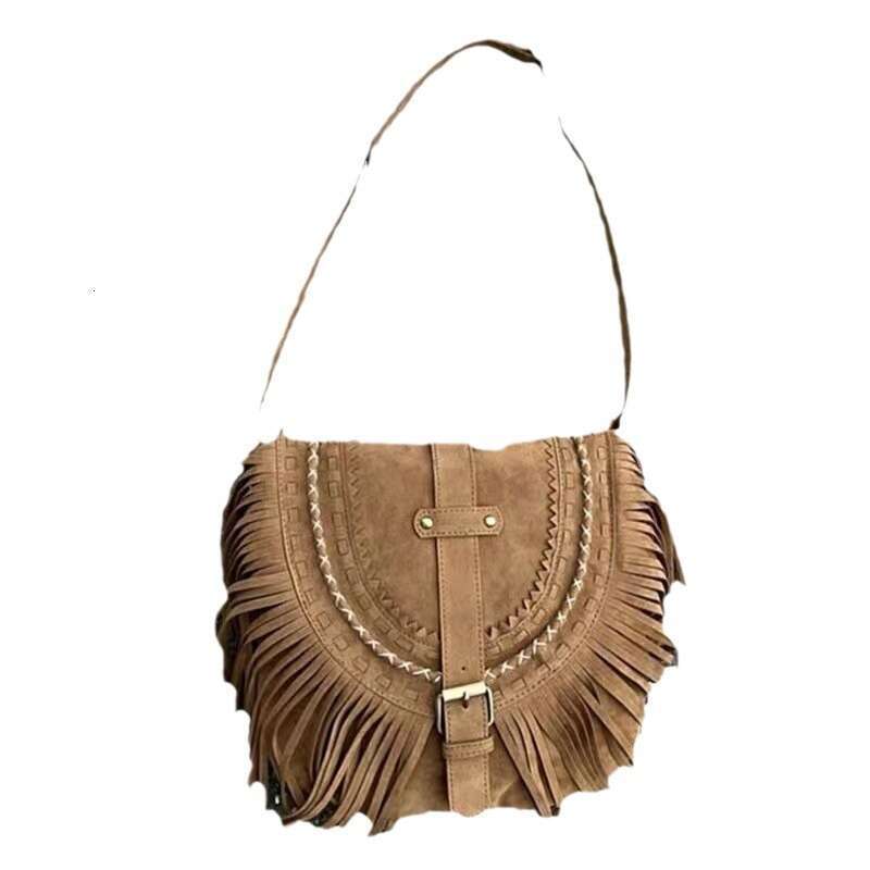 2024 New Beach Single Shoulder Crossbody Faux Suede Tassel Large Capacity Summer Travel Essential Women's Bag