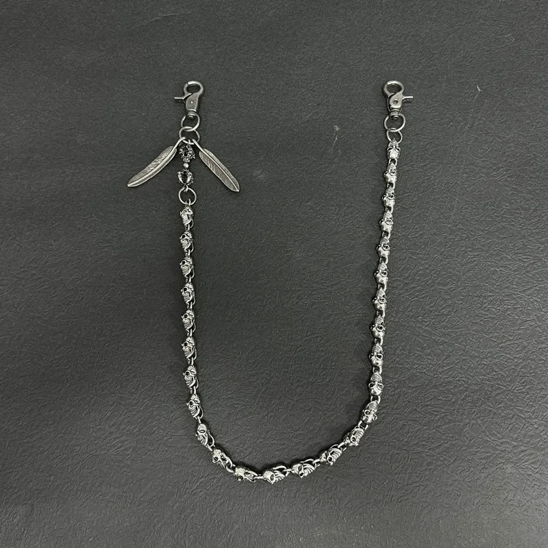 64cm Mens Waist Key Chain Retro Skull Metal Hip Hop Gothic Punk Skull Pants Jeans Bike Ride Wallet Key Ring 250625