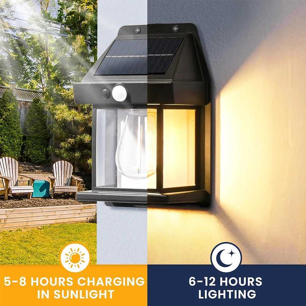 LED Solar Wall Light Outdoor Wireless Dusk to Dawn Porch Light Unit Solar Wall Light with 3 Modes and Motion Sensor Entrance XJ250624