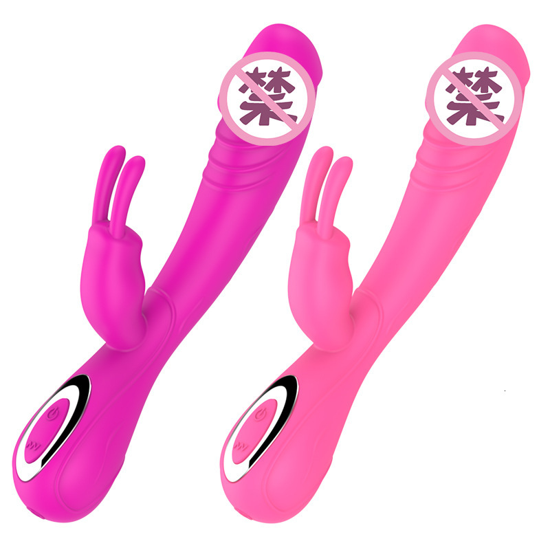 Haoqi Fun New Double-Headed Rabbit Silicone Vibrator for Women Adult Sex Toy