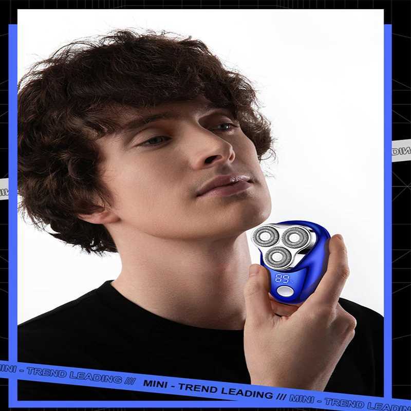 Mini Electric Shaver for Men Portable Beard Knife TYPE-C Charging Three-Head Shavers Face Body Razor with Digital Power Display W250625