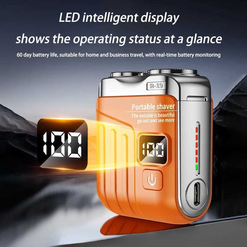 Electric Smart Shaver Digital Display Mini Dual Blade Rechargeable Shaver Household Car Shaver Powerful Mens Gift Shaver W250625