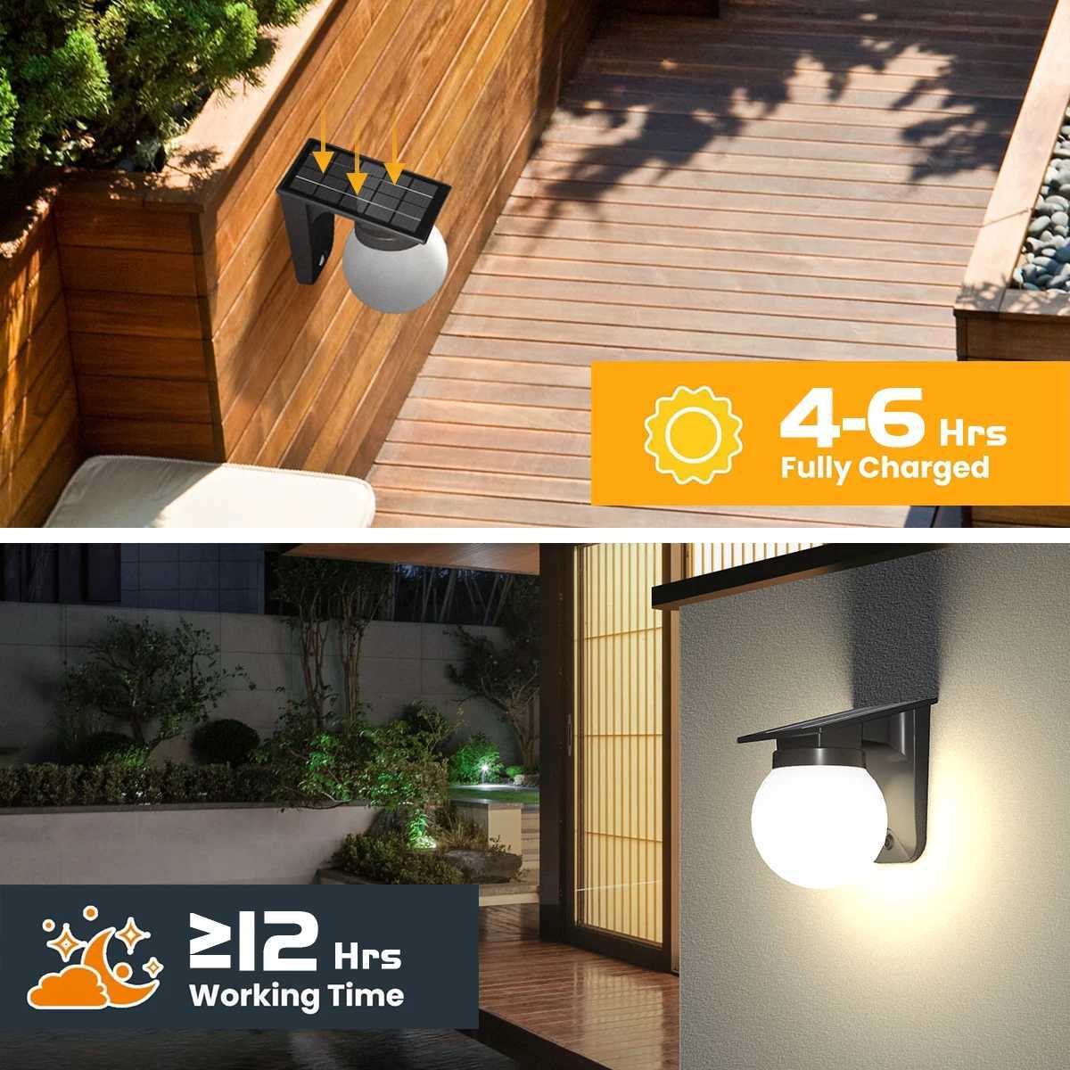 Outdoor Solar Light Adjustable Brightness And Color IP65 Waterproof Solar Wall Lamp Solar Powered Garden Lights for Yard Fence XJ250624