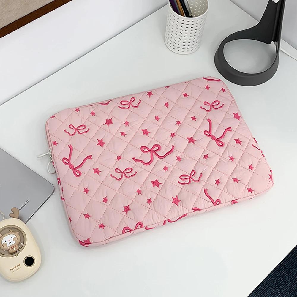 Cute Laptop Case 14 16 Inch Laptop Sleeve for Puffy Laptop Cover Quilted Laptop Sleeve Case Bow Notebook Cover Bag 250624
