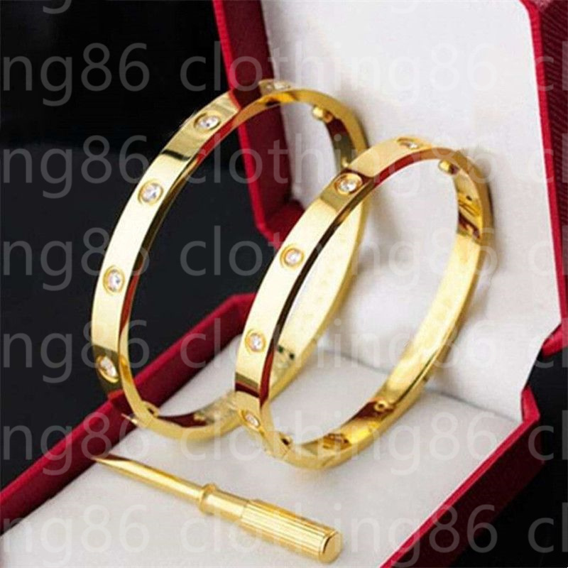 luxury designer bracelet bangle gold non tarnish designer bracelets with screwdriver 6MM W inlaid 10 diamond mens bracelet women fine jewelry woman gift