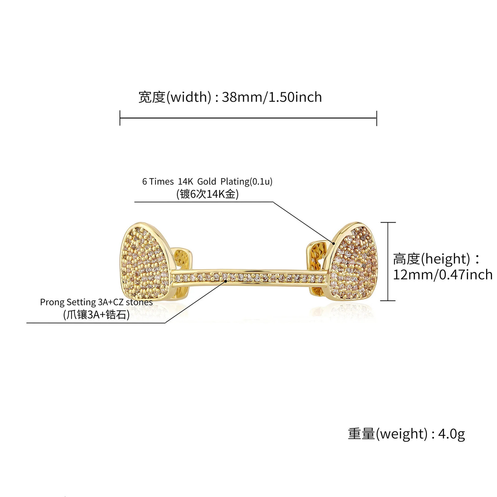JINAO Fit Gold Color Plated Hip Hop Teeth Grills Caps Top Bottom Grill Set Gold Classic Ship from US 250606