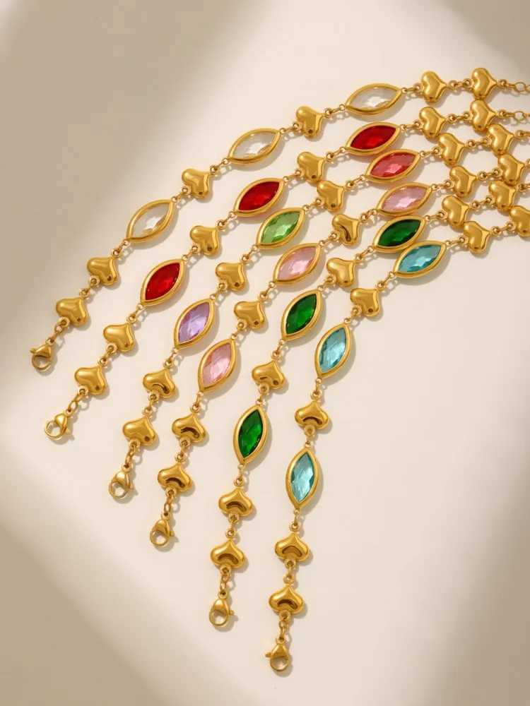 Stainless Steel Chain Bracelet With Multi-Shiny Fusiformis Faceted Czech Crystal For Womens Luxury Bracelets X250625