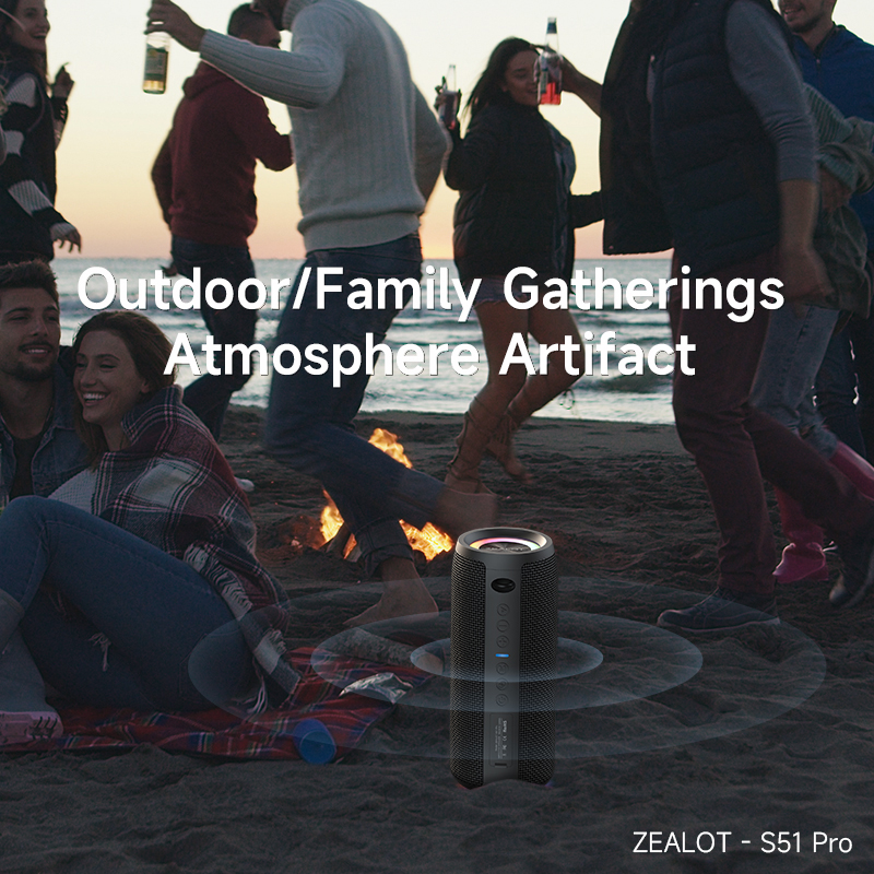 S51pro Zealot Bluetooth Speaker with 40W Power Output & RGB LED Lights - Durable Portable Audio for Indoor/Outdoor Use