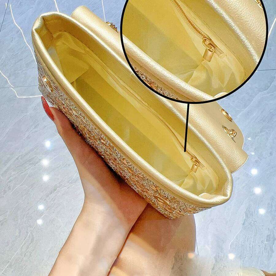 Dia Underarm Fashion Trend Glitter Women Chain Small Square Party Shoulder Crossbody Full Dia Dinner Bag