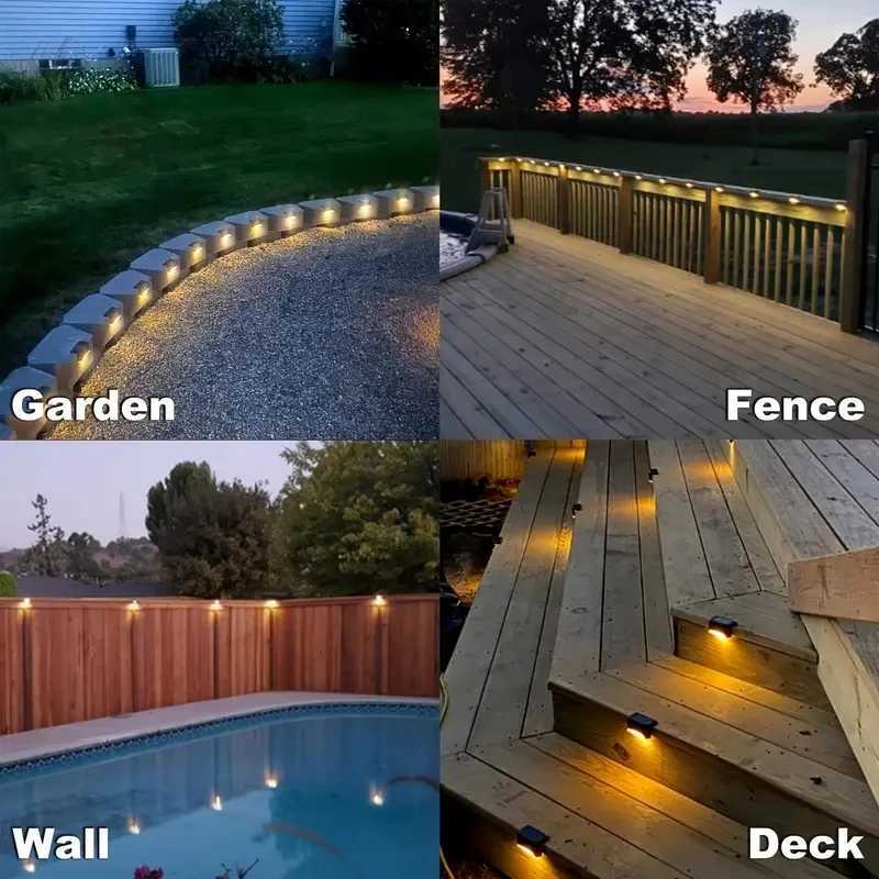 1/4Pack LED Solar Step Lamp Path Stair Outdoor Wall Light Garden Lights Balcony Light Decoration for Patio Stair Fence LightXJ250624
