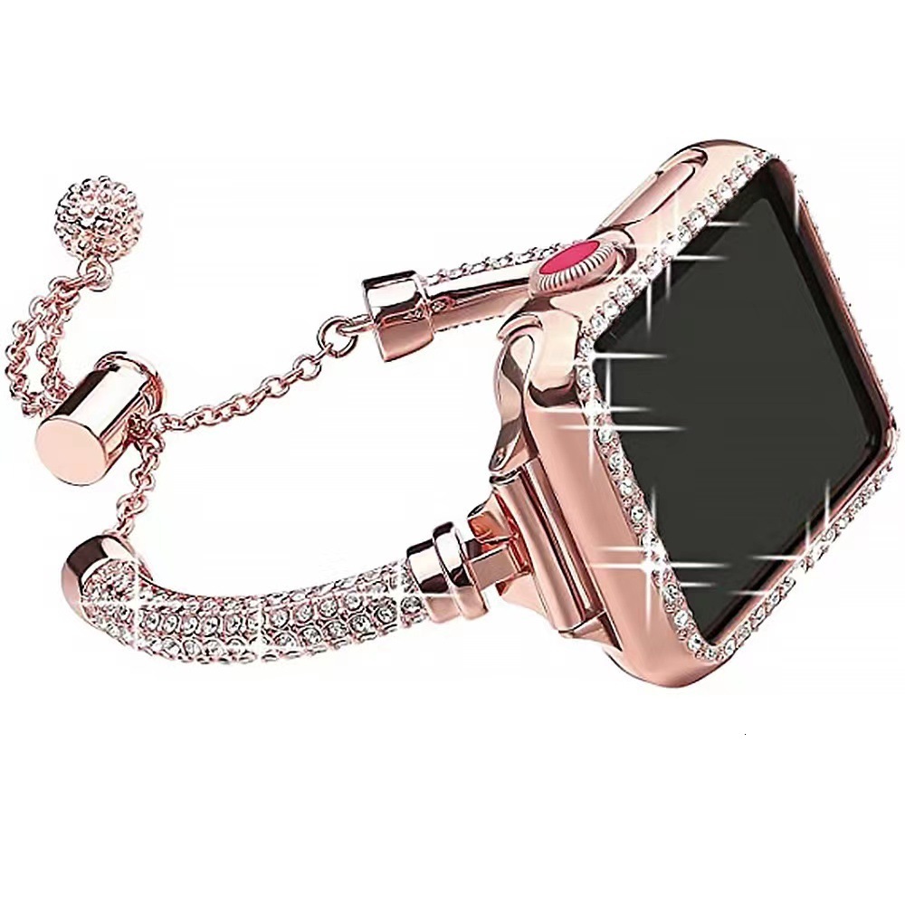 Luxury Premium Design Diamond Inlaid Metal Bracelet Watch Band for Apple Watch SE Series 1-10
